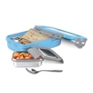Picture of Milton Steely Super Deluxe Insulated Inner Stainless Steel Big Tiffin Box, 500 ml, with Inner Stainless Steel Container, 175 ml and Spoon | Kids Lunch Box | Easy to Carry | Easy to Clean