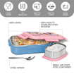 MILTON Flatmate Barbie Inner Stainless Steel Tiffin Box, 700 ml, with Inner Stainless Steel Container, 200 ml and Spoon | Food Grade | School Lunch Box | Picnic की तस्वीर