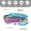 MILTON Flatmate Barbie Inner Stainless Steel Tiffin Box, 700 ml, with Inner Stainless Steel Container, 200 ml and Spoon | Food Grade | School Lunch Box | Picnic की तस्वीर