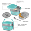 Picture of MILTON Cubic Small Inner Stainless Steel Tiffin Box, 800 ml | Inner Small Leak Proof Container & Spoon | PU Insulated | BPA Free | Easy to Carry