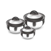 Milton Clarion Jr Stainless Steel Gift Set Casserole with Glass Lid, Set of 3, (610, 1.33 Litres, 1.78 Litres), Steel Plain की तस्वीर