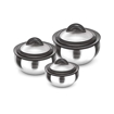 Picture of Milton Clarion Jr Stainless Steel Gift Set Casserole with Glass Lid, Set of 3, (610, 1.33 Litres, 1.78 Litres), Steel Plain