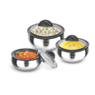Milton Clarion Jr Stainless Steel Gift Set Casserole with Glass Lid, Set of 3, (610, 1.33 Litres, 1.78 Litres), Steel Plain की तस्वीर