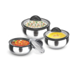 Picture of Milton Clarion Jr Stainless Steel Gift Set Casserole with Glass Lid, Set of 3, (610, 1.33 Litres, 1.78 Litres), Steel Plain