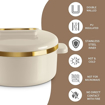 Picture of MILTON Curve 1000 Inner Stainless Steel Casserole, 840 ml, Ivory | BPA Free | Food Grade | Easy to Carry | Easy to Store | Chapati | Roti | Curd Maker