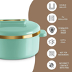 Picture of MILTON Curve 1500 Inner Stainless Steel Casserole, 1300 ml, Light Green | BPA Free | Food Grade | Easy to Carry | Easy to Store | Chapati | Roti | Curd Maker