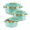 Picture of MILTON Curve Jr. Gift Stainless Steel Casserole Set of 3 (450 ml, 840 ml, 1300 ml), Light Green | BPA Free | Food Grade | Easy to Carry | Easy to Store | Chapati | Roti | Curd Maker