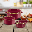 Picture of MILTON Curve Jr. Gift Stainless Steel Casserole Set of 3 (450 ml, 840 ml, 1300 ml), Light Green | BPA Free | Food Grade | Easy to Carry | Easy to Store | Chapati | Roti | Curd Maker