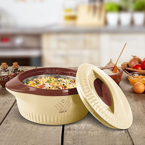 Picture of MILTON Royal 1000 Insulated Inner Stainless Steel Casserole, 830 ml | BPA Free | Food Grade | Easy to Carry | Easy to Store | Ideal for Chapatti | Roti | Curd Maker
