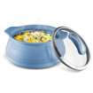 Picture of MILTON Weave 1000 Insulated Inner Stainless Steel Casserole with Glass Lid, 780 ml  | BPA Free | Food Grade | Easy to Carry | Easy to Store | Ideal for Chapatti | Roti | Curd Maker