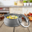 Picture of MILTON Weave 1000 Insulated Inner Stainless Steel Casserole with Glass Lid, 780 ml  | BPA Free | Food Grade | Easy to Carry | Easy to Store | Ideal for Chapatti | Roti | Curd Maker