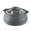 Picture of MILTON Weave 1000 Insulated Inner Stainless Steel Casserole with Glass Lid, 780 ml  | BPA Free | Food Grade | Easy to Carry | Easy to Store | Ideal for Chapatti | Roti | Curd Maker