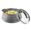 Picture of MILTON Weave 1000 Insulated Inner Stainless Steel Casserole with Glass Lid, 780 ml  | BPA Free | Food Grade | Easy to Carry | Easy to Store | Ideal for Chapatti | Roti | Curd Maker
