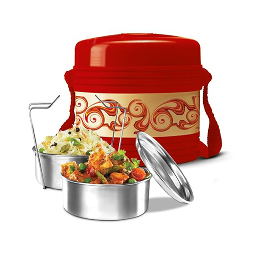 Milton Vector 2 Stainless Steel Tiffin Box, Set of 2, Red की तस्वीर