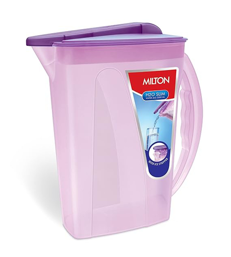 Milton H2O Slim Plastic Water Jug, 2 litres, Purple | BPA | Food Grade | Refrigerator Safe | Ideal for Serving Water | Juices | Shakes की तस्वीर