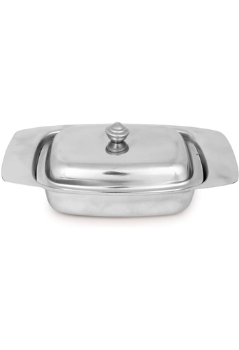 SignoraWare Butter Dish Stainless Steel Butter Dish Tray | Makkhan Plate Bowl with Lid (Jar Capacity- 500Grams | Set of 1 | Silver) की तस्वीर