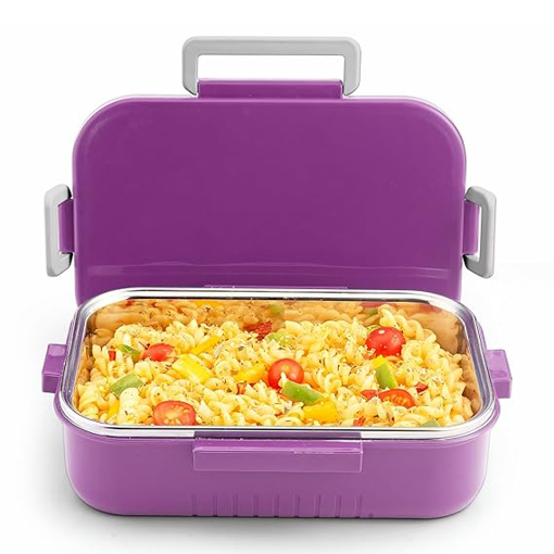Picture of Signoraware Moonlight Puff Insulated 850ml Warm Compact Lunch Boxes for Adults/Kids with Puff Insulated Lid with Clip Lock/Air Tight Spill Proof/Food Grade Bpa Free/Office School |Rectangle