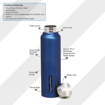 Signoraware Aqua Coloured Stainless Steel Bottle 750 Ml. की तस्वीर