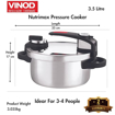 Vinod Nutrimax Pressure Cooker 3.5 Litre | SAS Technology | Fast Cooking, Spillage Control | Unique Lid, Auto Lock, Visual Indicator | Induction and Gas Base | ISI certified की तस्वीर