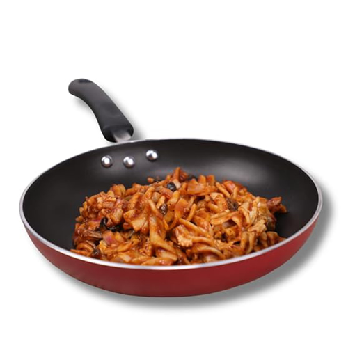 Picture of Vinod Aluminium Zest Inducto Non Stick Frypan - 22 cm, 3 mm/Triple Layer, Riveted and Virgin Bakelite Handle/Induction and Gas Base - Red