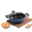 Picture of Vinod Zest Non-Stick Deep Kadai with Glass Lid 3.1 litres Capacity (24 cm Diameter) with Riveted Sturdy Bakelite Handles (Gas Stove Compatible) PFOA Free - 3mm Thickness, Blue