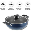 Picture of Vinod Zest Non-Stick Deep Kadai with Glass Lid 3.1 litres Capacity (24 cm Diameter) with Riveted Sturdy Bakelite Handles (Gas Stove Compatible) PFOA Free - 3mm Thickness, Blue