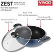 Picture of Vinod Zest Non-Stick Deep Kadai with Glass Lid 3.1 litres Capacity (24 cm Diameter) with Riveted Sturdy Bakelite Handles (Gas Stove Compatible) PFOA Free - 3mm Thickness, Blue