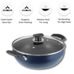 Picture of Vinod Zest Non-Stick Deep Kadai/Kadhai with Glass Lid 4.1 litres Capacity (26 cm Diameter) with Riveted Sturdy Bakelite Handles (Gas Stove Compatible) PFOA Free - 3mm Thickness, Blue