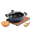 Picture of Vinod Zest Non-Stick Deep Kadai/Kadhai with Glass Lid 4.1 litres Capacity (26 cm Diameter) with Riveted Sturdy Bakelite Handles (Gas Stove Compatible) PFOA Free - 3mm Thickness, Blue