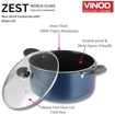 Picture of Vinod Zest Non-Stick Deep Casserole with Glass Lid 2.2 litres Capacity (18 cm Diameter) with Riveted Sturdy Bakelite Handles (Gas Stove Compatible) PFOA Free - 3mm Thickness, Blue
