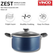 Picture of Vinod Zest Non-Stick Deep Casserole with Glass Lid 3.1 litres Capacity (20 cm Diameter) wtih Riveted Sturdy Bakelite Handles (Gas Stove Compatible) PFOA Free, 3mm Thickness - Blue