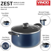 Picture of Vinod Zest Non-Stick Deep Casserole with Glass Lid 3.1 litres Capacity (20 cm Diameter) wtih Riveted Sturdy Bakelite Handles (Gas Stove Compatible) PFOA Free, 3mm Thickness - Blue