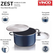 Picture of Vinod Zest Non-Stick Biryani Pot 14 Litres | Non Stick Dum Biryani Pot 4 MM Thick | Wide Bakelite Handles, With 1 Aluminium & 1 Steel Lid - Blue, (Gas Stove Friendly)