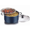 Picture of Vinod Zest Non-Stick Biryani Pot 14 Litres | Non Stick Dum Biryani Pot 4 MM Thick | Wide Bakelite Handles, With 1 Aluminium & 1 Steel Lid - Blue, (Gas Stove Friendly)