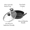 Picture of Vinod Zest Marbilo Non-Stick Deep Kadai/Kadhai with Glass Lid 3.3 litres (26 cm Diameter) with Riveted Sturdy Handles (Gas Stove and Induction Compatible) PFOA Free - 3.5 mm Thickness