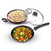 Picture of Vinod Supreme Non Stick Cookware Set of 2 | Kadai with Glass Lid (2 LTR) and Frypan (1.2 LTR) | 5-Ply Aluminum Layer (3mm Thick) | Gas and Induction Base