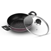 Picture of Vinod Supreme Non Stick Cookware Set of 2 | Kadai with Glass Lid (2 LTR) and Frypan (1.2 LTR) | 5-Ply Aluminum Layer (3mm Thick) | Gas and Induction Base