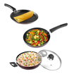 Picture of Vinod Supreme Non Stick Cookware Set of 3 | 25cm Dosa Tawa, Kadai with Glass Lid 2.5 Litre and 24cm Frypan | 5-Ply Aluminum Layer (3mm Thick) | Gas and Induction Base