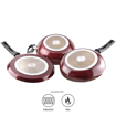 Picture of Vinod Supreme Non Stick Cookware Set of 3 | 25cm Dosa Tawa, Kadai with Glass Lid 2.5 Litre and 24cm Frypan | 5-Ply Aluminum Layer (3mm Thick) | Gas and Induction Base