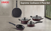 Picture of Vinod Supreme Non Stick Cookware Set Combo 5 Pieces | Kadai, Casserole and Saucepan with Lid, Dosa Tawa, Frypan | 5-Ply Aluminum Layer (3mm Thick) | Gas and Induction Base