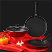 Picture of Vinod Popular Non Stick Cookware Set Combo 3 Pieces | Kadai/Kadhai with Lid, Fry Pan, and Dosa Tawa | 3-Ply Aluminum Layer (3mm Thick) | Gas and Induction Base