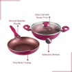 Picture of Vinod Lilac Non Stick Cookware Set Combo 2 Pieces | Frypan and Kadai/Kadhai with Common Glass Lid | 5-Ply Aluminum Layer (3mm Thick) | Gas and Induction Base