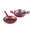 Picture of Vinod Lilac Non Stick Cookware Set Combo 2 Pieces | Frypan and Kadai/Kadhai with Common Glass Lid | 5-Ply Aluminum Layer (3mm Thick) | Gas and Induction Base