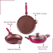 Picture of Vinod Lilac Non Stick Cookware Set Combo 3 Pieces | Frypan and Kadai/Kadhai with Common Glass Lid, and Dosa Tawa | 5-Ply Aluminum Layer (3mm Thick) | Gas and Induction Base