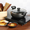 Picture of Vinod Hanos Non-Stick Deep Kadai/Kadhai with Glass Lid 24/3.1 litres Hard Anodised Non-Stick Coating with Riveted Handles Deep Frying Pan Black (Induction Friendly)