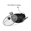 Picture of Vinod Hanos Non-Stick Deep Kadai/Kadhai with Glass Lid 24/3.1 litres Hard Anodised Non-Stick Coating with Riveted Handles Deep Frying Pan Black (Induction Friendly)