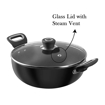 Picture of Vinod Hanos Non-Stick Deep Kadai/Kadhai with Glass Lid 24/3.1 litres Hard Anodised Non-Stick Coating with Riveted Handles Deep Frying Pan Black (Induction Friendly)