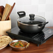 Picture of Vinod Hanos Non-Stick Deep Kadai/Kadhai with Glass Lid 26/4.1 litres Hard Anodised Non-Stick Coating with Riveted Handles Deep Frying Pan Black (Induction Friendly)