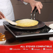 Picture of Vinod cookware Hanos Non-Stick Concave Tawa 26.5 cm Diameter, Hard Anodised Non-Stick Coating with Riveted Handle - 5.25 mm Thickness, Black (Induction and Gas Stove Friendly)