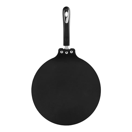 Picture of Vinod Hanos Non-Stick Flat Multi Tawa 30 cm Diameter, Hard Anodised Non-Stick Coating with Bakelite Riveted Handle - 5.25 mm Thickness, Black (Induction and Gas Stove Friendly)